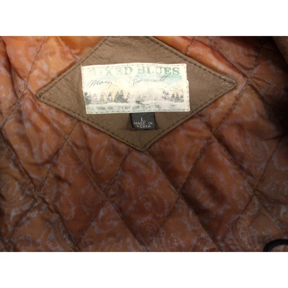 Vintage Mens Suede Leather Bomber Jacket Brown Zip Up Outerwear Size L/ #26198‎